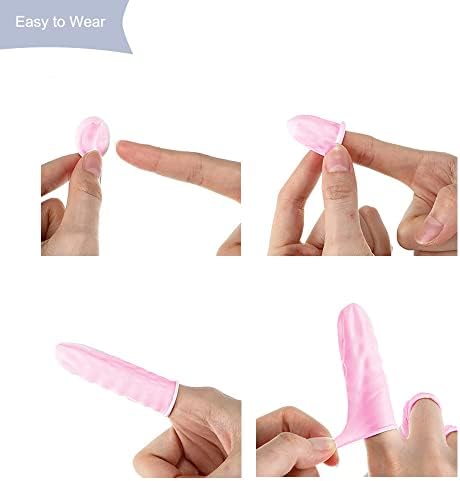 SKYPRO 100pcs Latex Finger Cots Protective Fingertips Gloves Rubber Industrial Fingerstall Sleeves (Pinkish)