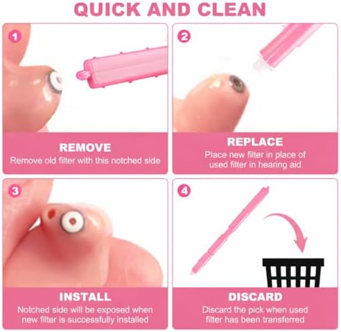 Phonak Hearing Aid Accessories, Resound Wax Traps Hear Clear Cleaning kit Accessory (32 Filters) Hear Clear Hearing Aids Filters Wax Guards,Pink