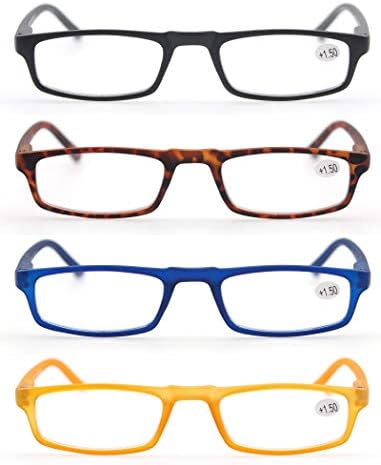 MODFANS Reading Glasses +1.75-4 Pairs Fashion Readers Narrow Frame Spring Hinge for Men Women