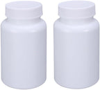 2 Pcs 200ml White Plastic Pill Bottles Empty Medicine Storage Containers Portable Vitamin Tablet Case Refillable Solid Powder Dispenser Holder with Screw Cap