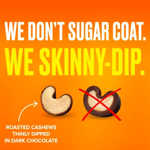 SkinnyDipped Dark Chocolate Salted Caramel Cashews, Healthy Snack, Plant Protein, Gluten Free, 3.5 oz Resealable Bags, Pack of 1