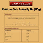 Campbells Shortbread Petticoat Tails Butterfly Tin 4.1 Oz (115g) - Pure Butter Scottish Shortbread Cookies from Scotland, British Tea Biscuits, Butter Cookies Gift in Tin Can, Scottish Snacks