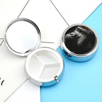an Adult Gorilla Pill Box with 3 Compartments and Mirror Portable Pocket Pill Case Metal Travel Medicine Organizer Purse Medicine Holder for Vitamin Supplement Fish Oil