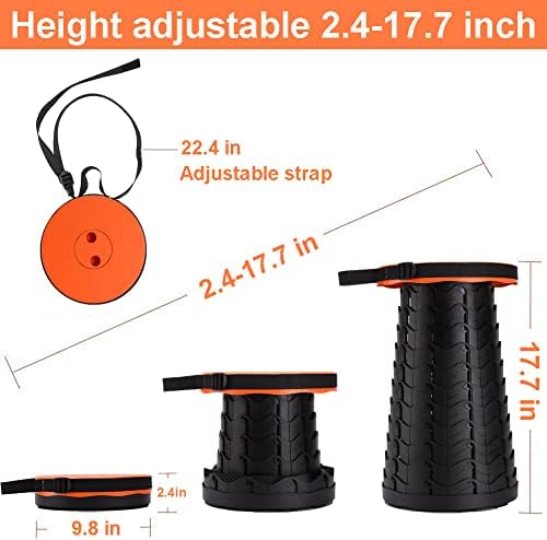 Fishboy Upgraded Collapsible Stool, 400lbs Max Weight, Lightweight But Sturdy, Portable Retractable Folding Telescoping Foldable Camping Stool for Adults Outdoor Fishing Hiking BBQ