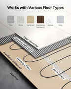 VEVOR Underfloor Heating Cable Kit, 200 sqft 240V, Smart Thermostat & Alarm, Easy Install for Tile, Stone & Vinyl Flooring