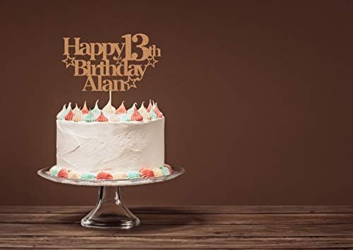 Personalized Happy Birthday Cake Topper | Custom Party Decoration with Any Name Any Age | Multicolor Glitter Cake Topper 13th 16th 18th 21st 30th 50th 60th 80th (Black)