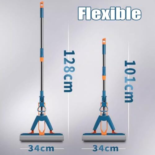 Hand-Washable Collodion Mop, Folding Sponge Mop, Folding Sponge Mop, Squeeze Self-Draining Collodion Mop, Wet and Dry Powerful Absorbent Mop for Kitchen Counter