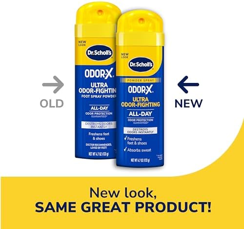 Dr. Scholl’s Odor-X ODOR-FIGHTING Spray-Powder // All-Day Odor Protection and Sweat Absorption - Packaging May Vary