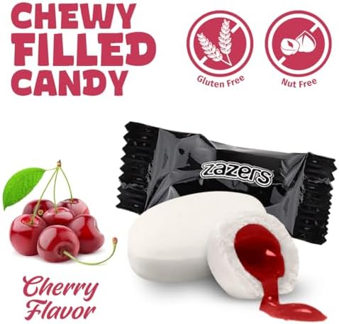 Black Foils Chewy Filled Sweet and Sour Candy, 1-Pound Bag of Black Color Themed Kosher Candies Individually Wrapped Cherry Fruit-Flavored Taffies (NET WT 454g, About 112 Pieces)