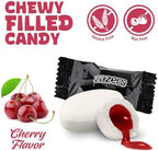 Black Foils Chewy Filled Sweet and Sour Candy, 1-Pound Bag of Black Color Themed Kosher Candies Individually Wrapped Cherry Fruit-Flavored Taffies (NET WT 454g, About 112 Pieces)