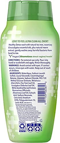 Vagisil Feminine Wash for Intimate Area Hygiene,Healthy Detox,All Over Body Wash for Women,Gynecologist Tested,Hypoallergenic and pH Balanced,12 Fl Oz,(Pack of 6)