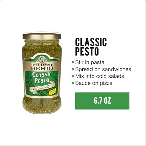 Filippo Berio Pesto, Classic Basil, 6.7 Ounce Glass Jar, Pack of 6