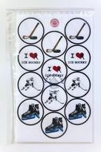 24 PRECUT Ice Hockey Cupcake Toppers, Winter Sports Edible Cake Decorations, Skating Rink Party, Hockey-Puck Topper Birthday Decorations, 24 x 1.5 Inch 4cm