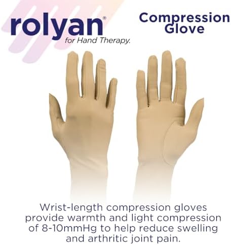 Rolyan Compression Gloves, Compression Gloves for Arthritis for Men & Women, Arthritis Compression Gloves for Carpal Tunnel, Compression Gloves for Swelling, Pair of Gloves, Small, Closed Finger