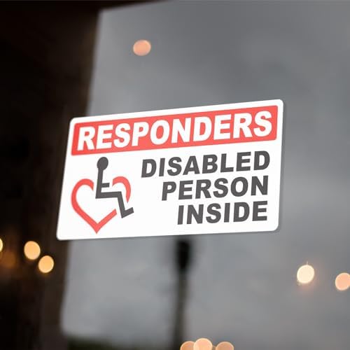 First Responders Disabled Person Inside Sticker Decal (4" x 2", 2 Pieces) - Protect Your Family by Flippin Stickers