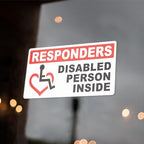 First Responders Disabled Person Inside Sticker Decal (4" x 2", 2 Pieces) - Protect Your Family by Flippin Stickers
