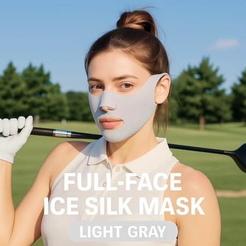 KUKASEN Ice Silk Face Mask for Women, UV Protection Sun Cover with Ear Loops, Lightweight Breathable Summer Balaclava