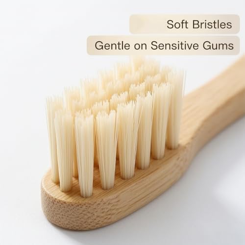 10 Pack Bamboo Toothbrushes | Biodegradable & Compostable Eco-Friendly Natural Bamboo Charcoal Toothbrushes | BPA Free Soft Bristles Wooden Toothbrush - 100% RECYCLED PACKAGING (Adult - 10 Beige)