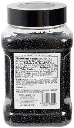 Black Sprinkles Jimmies 11.28 oz, Black Sprinkles For Cake Decorating, Cake Sprinkles, Sprinkles For Baking, Ice Cream & More, The Hampton Candy Company