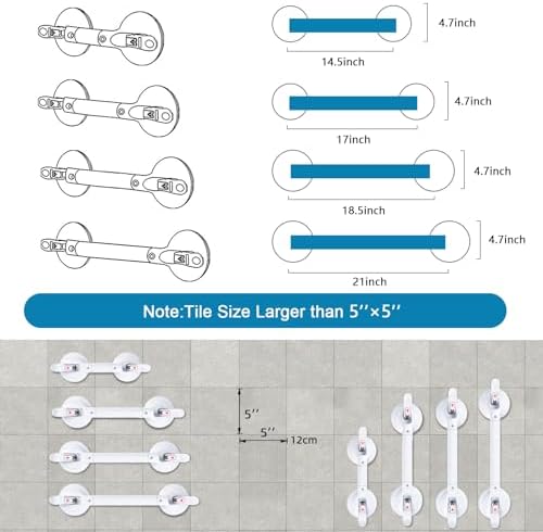 21inch Upgrade Suction Shower Grab Bar, Portable Shower Handle Bar Suction Grip Bar Bathtub Handle with Strong Hold Suction Cup Fitting and Rapid Release for Bathroom(Max Capacity :300lb