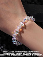 HANGINTHERE Aurora Borealis Crystal Bracelet for Women, Stretch Iridescent Faceted AB Coating - 5000+ Pull Tested, Gift Ready