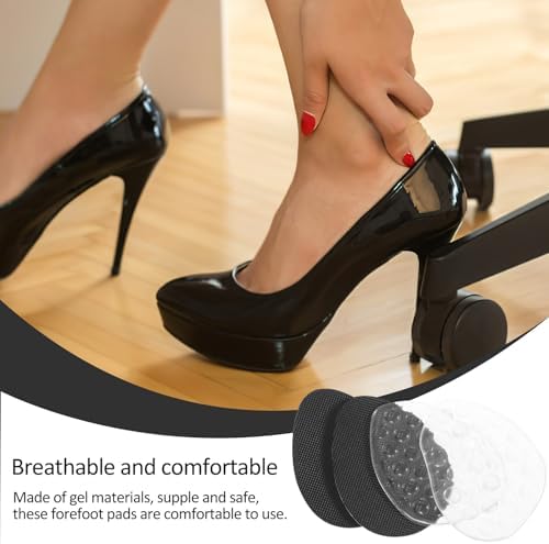 GLEAVI 4 Pairs Forefoot Pads for Women High Heels, Metatarsal Cushions Shoe Inserts Massage Beads, Anti-Friction Ball of Foot Pads for Comfortable Wear