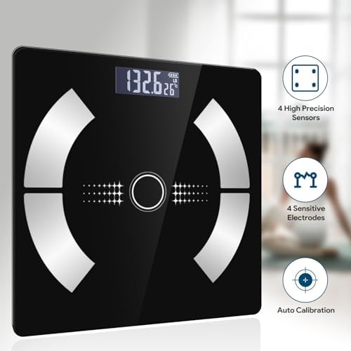 Body Fat Scale, Smart Weight Scale, Digital Bathroom Scale with Bluetooth functionality, Capable of Analyzing Body Fat, Muscle Mass, Water Content, and Bone Mass.