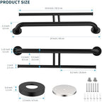 24 Inch Grab Bar w/Double Toilet Paper Roll Holder Black, iHansee Stainless Steel Shower Support Balanced Support Handle, Wall Mounted Safety Handrail Grab Rail for Elderly Senior Handicap Disabled