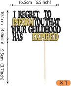 Rsstarxi 1 Pack 18th Birthday Cake Topper Glitter 18th Birthday Decorations I Regret to Inform You That Your Childhood Has Expired Cake Picks for Girls Boys 18th Birthday Party Cake Decorations