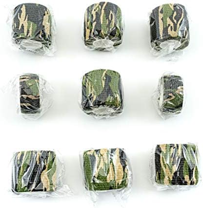 FRESINIDER 9 Rolls Self Adhesive Wrap Athletic Tape Gauze, Breathable Elastic Cohesive Bandage for Sports Injury & Pet (7 Pcs 2" x 5 Yards + 2 Pcs 1" X 5 Yards) (Woodland Camo)