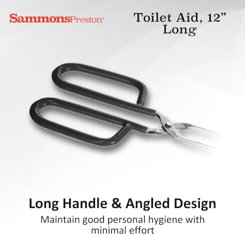 Sammons Preston Toilet Aid, 12" Long Toilet Paper Tongs, Bottom Wiper Aids for Independent Daily Living, Wiping Aid for Bathroom Comfort, Lightweight Self-Wipe Hygiene Assistance Tool