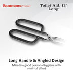 Sammons Preston Toilet Aid, 12" Long Toilet Paper Tongs, Bottom Wiper Aids for Independent Daily Living, Wiping Aid for Bathroom Comfort, Lightweight Self-Wipe Hygiene Assistance Tool