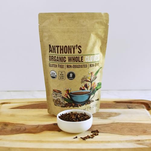 Anthony's Organic Whole Cloves, 1 lb, Gluten Free, Non GMO, Non Irradiated, Keto Friendly