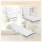S AFSTAR Indoor Chaise Lounge Sofa, Folding Lazy Sofa Floor Chair with 6-Position Adjustable Backrest Lumbar Pillow, Folding Padded Lounger Bed with Armrests, Assembly-Free (White)