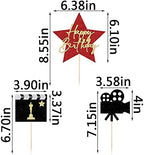 Happy Birthday Movie Cake Topper,Movie Night Cupcake Toppers Decoration,Hollywood theme Cake Party Decoration.