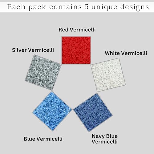 Confect Edible Christmas Sprinkles | Assorted Pack of 5 Mix Patriotic Red, White, Blue & Silver Jimmies | Sprinkles For Cake & Cupcake Decorations | Vegan, Gluten-Free, Soy-Free, Dairy-Free, Palm Oil-Free- 5 Oz