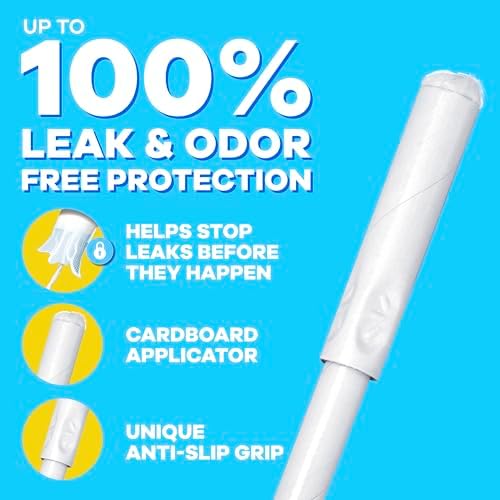 Tampax Cardboard Tampons for Women Super Absorbency, Anti-Slip Grip, LeakGuard Skirt, Unscented, 40 Count