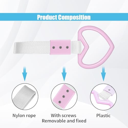 2PCS Heart-Shaped Car Handle Straps, Auto GRAP Handle Warning Pull Ring, Heart Decor for Car, SUV, Subway, Bus