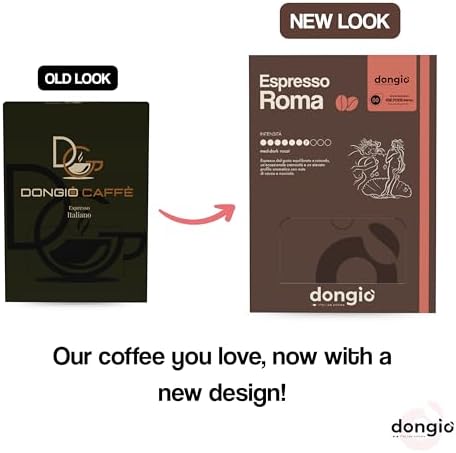 Dongiò Caffè Espresso Roma - 50 Easy Serving Espresso Pods (ESE 44mm) – Med-Dark Roast Coffee (Intensity 7/10) - Roasted and Blended in Italy
