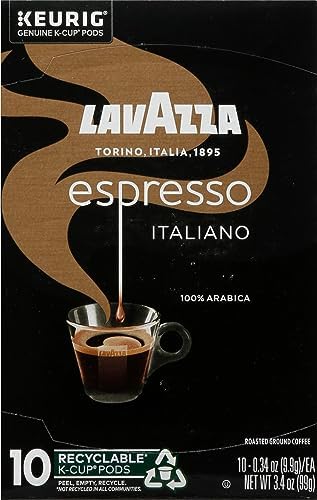 Lavazza, 100% Arabica Espresso Italiano Coffee K-Cup Pods, 0.34 Ounce, 10 Count