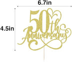 50 Wedding Anniversary Cake Topper - 50th Anniversary Party / 50th Birthday Party Happy Gold Glitter Party Decoration Ideas (50)