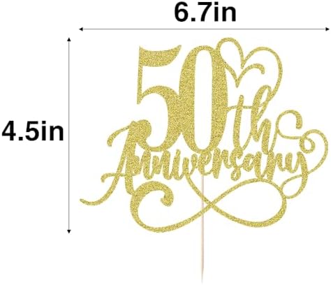 50 Wedding Anniversary Cake Topper - 50th Anniversary Party / 50th Birthday Party Happy Gold Glitter Party Decoration Ideas (50)