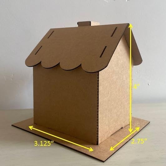 Gingerbread House Kit w/Scalloped Roof (Cardboard) Small Size - Pack of 5 - Designed & Made in the USA - Christmas Holiday Craft for Home, Classroom, Family DIY Decor
