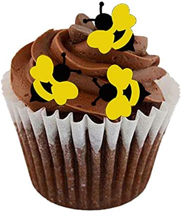 40pcs 1.2" Bee Edible Wafer Ppaer for Cupcake & Cake Toppers,Lollipop Decoration
