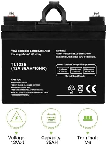 WEIZE 12V 35AH Deep Cycle Battery for Scooter Pride Mobility Jazzy Select Electric Wheelchair, Set of 2