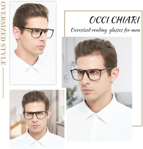 OCCI CHIARI Large Reading Glasses Men Oversized Square Readers Spring Hinge 1.0 1.25 1.5 1.75 2.0 2.5 3.0 3.5 4.0 5.0 6.0