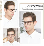 OCCI CHIARI Large Reading Glasses Men Oversized Square Readers Spring Hinge 1.0 1.25 1.5 1.75 2.0 2.5 3.0 3.5 4.0 5.0 6.0