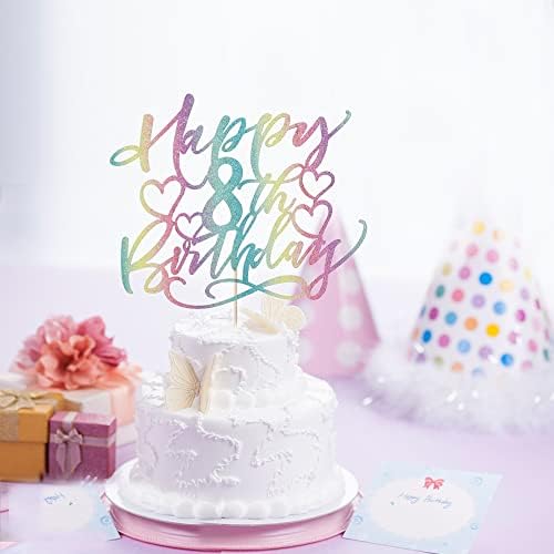 color flash Happy 8th birthday Cake Topper Boys and girls Happy birthday Cake Topper Children's party cake decorations