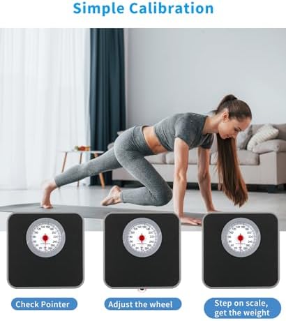 Analog Scale for Body Weight, Mechanical Bathroom Scale, 300lb Analog Weight Scale, Dial Scale with Wider and Thicker Anti-Slip Platform, Simple Calibration, No Battery Required