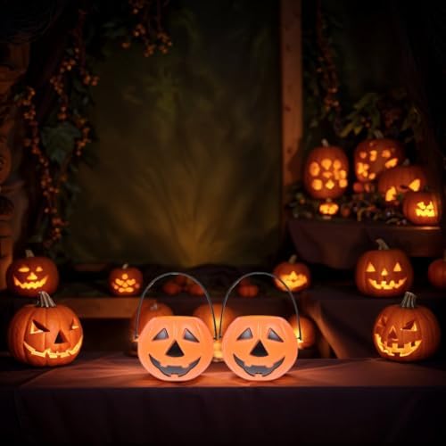 SAFIGLE Mini Pumpkin Candy Bucket 1.23 Inch Plastic Trick or Treat Pail Portable Candy Holder and Tabletop Decoration for Halloween Kids Party